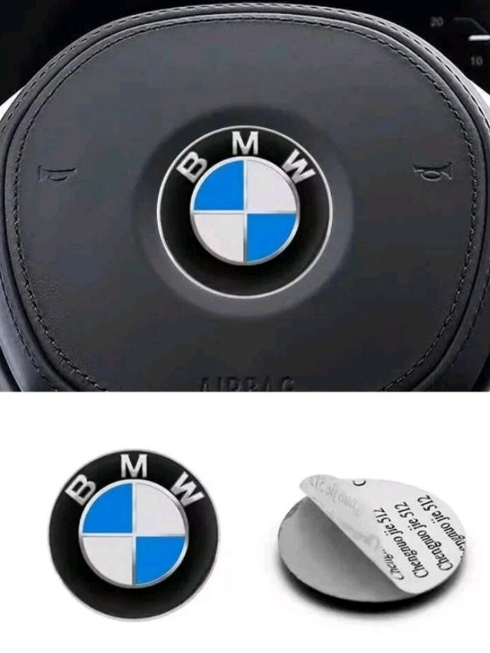New BMW 45mm Steering Wheel Emblem Insert Adhesive backing